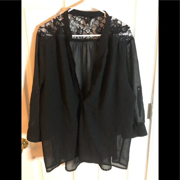 Apollo women’s sheer, long sleeve blouse, size 3X, fits like a 2X, - Picture 1 of 5